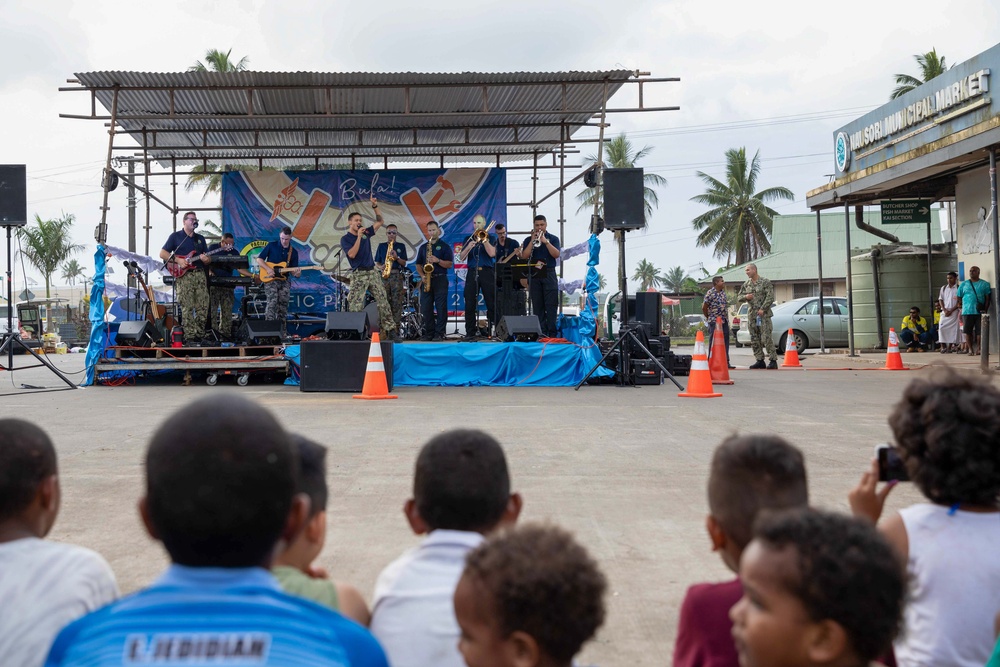 Pacific Partnership 2023 Band performs at the Nausori Municipal Market in Fiji