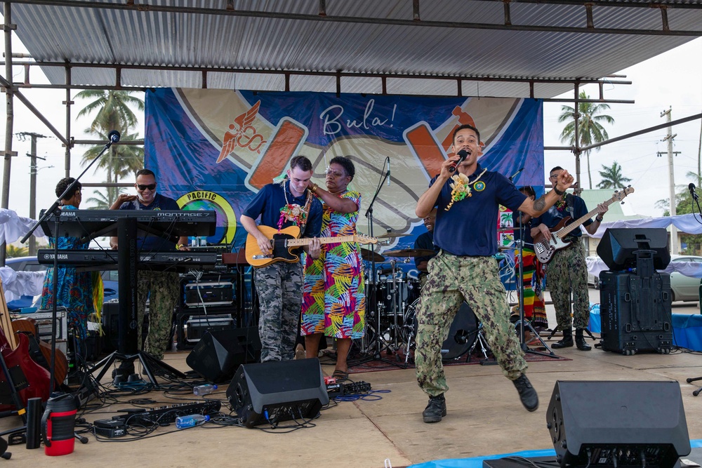 Pacific Partnership 2023 Band performs at the Nausori Municipal Market in Fiji