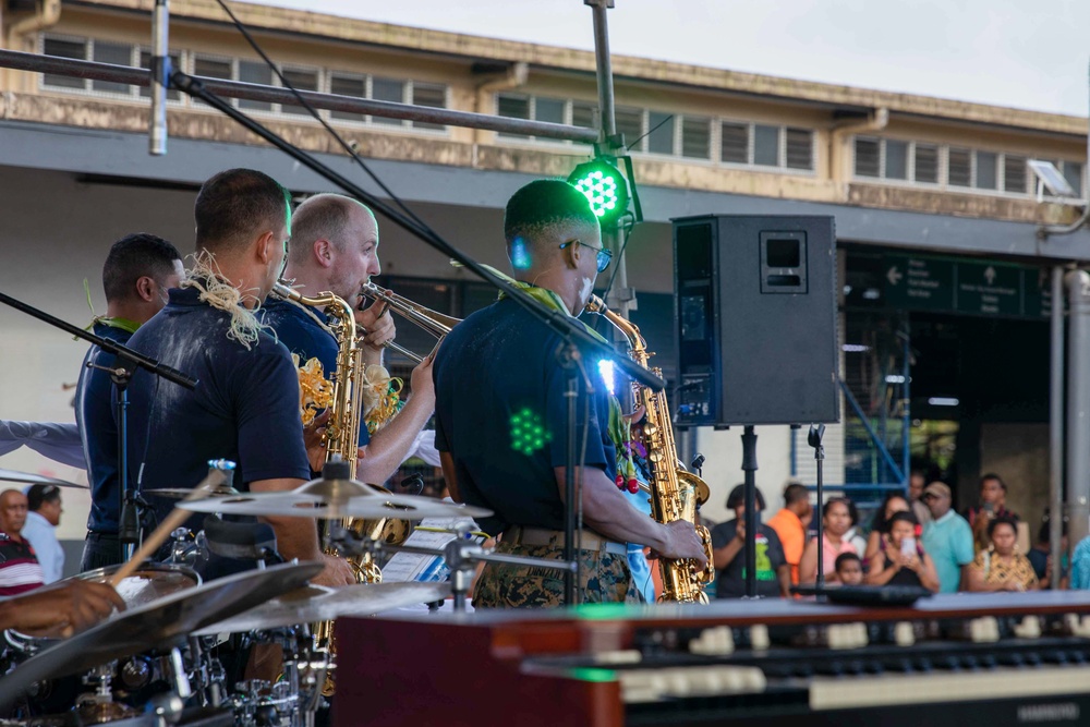 Pacific Partnership 2023 Band performs at the Nausori Municipal Market in Fiji