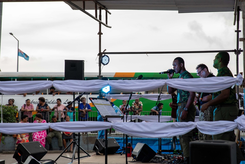 Pacific Partnership 2023 Band performs at the Nausori Municipal Market in Fiji