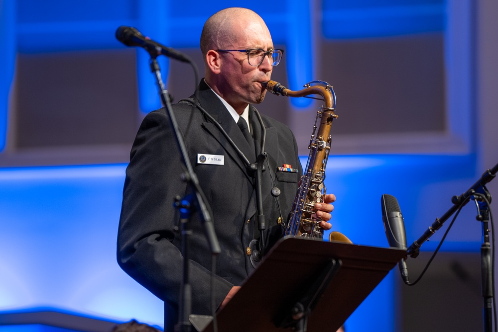 Musician 1st Class Franklin Silva performs at Kiokee Baptist Church