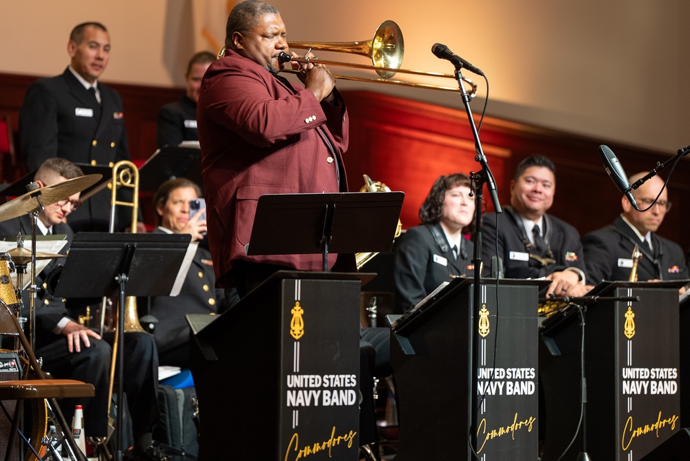 Special guest Wycliffe Gordon performs with the US Navy Band Commodores at Kiokee Baptist Church