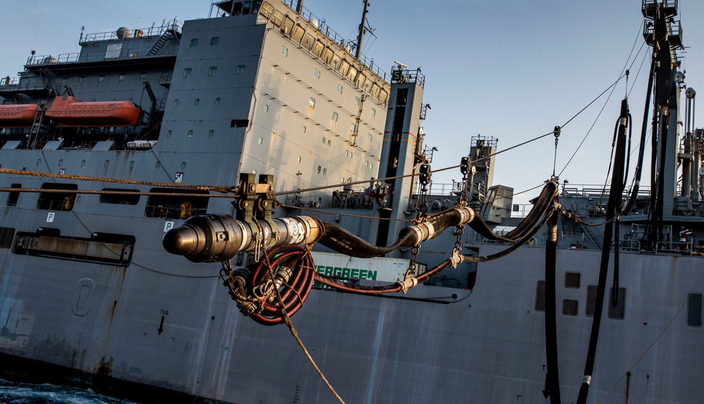 USS Philippine Sea conducts a Replenishment-at-Sea with the USNS Amelia Earhart