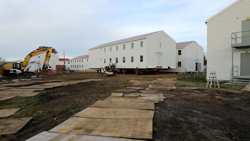 World War II-era barracks rolls to its new foundation at Fort McCoy