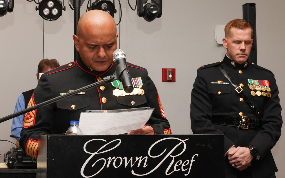 Marines with Marine Corps Combat Service Support Schools celebrate the 248th Marine Corps birthday