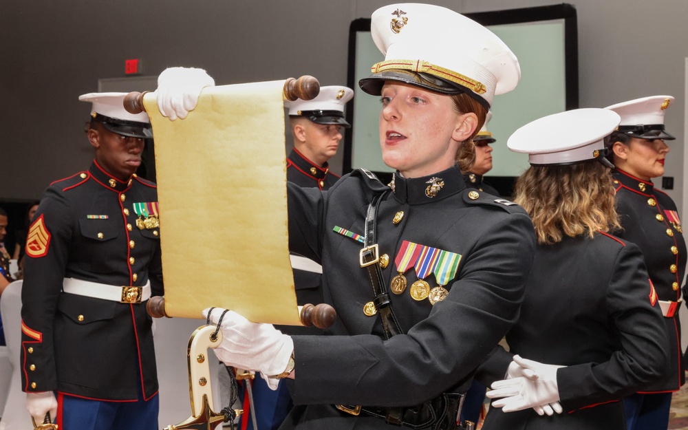 Marines with Marine Corps Combat Service Support Schools celebrate the 248th Marine Corps birthday