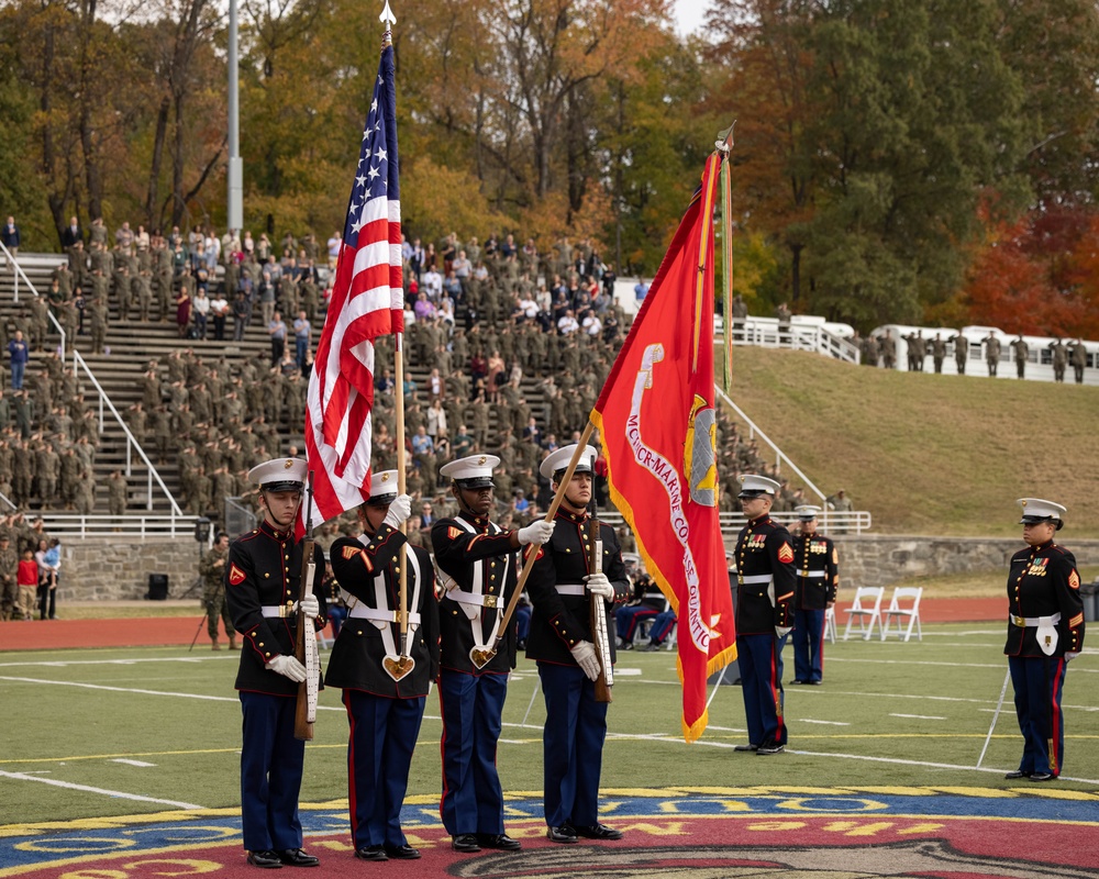 Sergeant Major of the Marine Corps attends the Marine Corps Base Quantico cake cutting ceremony as guest of honor