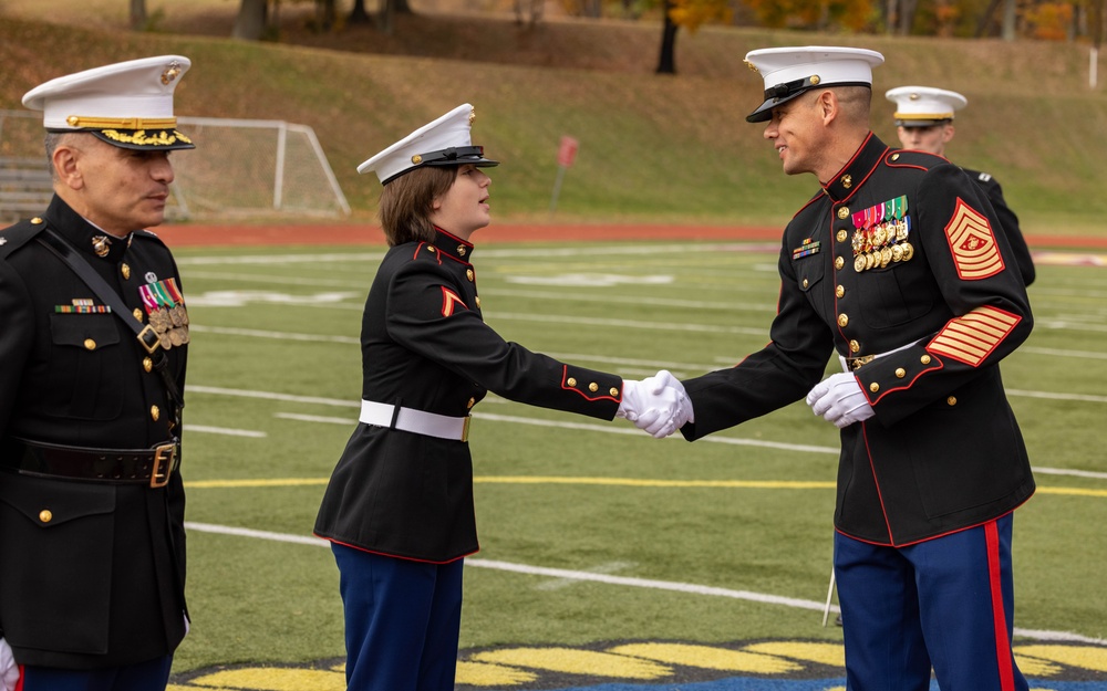 Sergeant Major of the Marine Corps attends the Marine Corps Base Quantico cake cutting ceremony as guest of honor