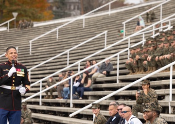 Sergeant Major of the Marine Corps attends the Marine Corps Base Quantico cake cutting ceremony as guest of honor