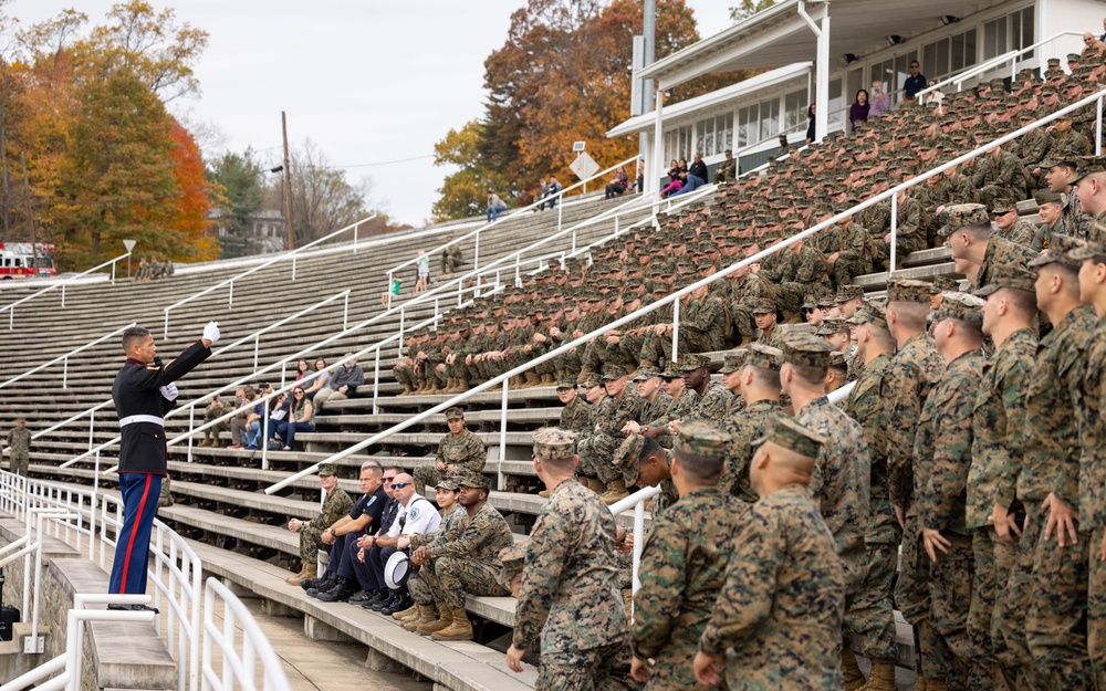 Sergeant Major of the Marine Corps attends the Marine Corps Base Quantico cake cutting ceremony as guest of honor