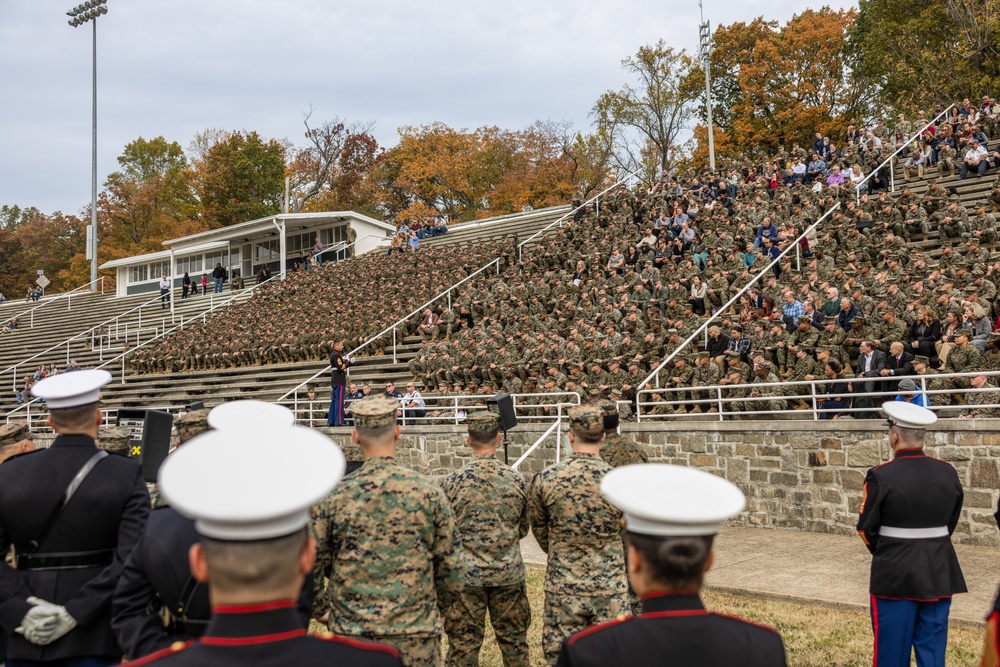 Sergeant Major of the Marine Corps attends Marine Corps Base Quantico cake cutting ceremony as guest of Honor