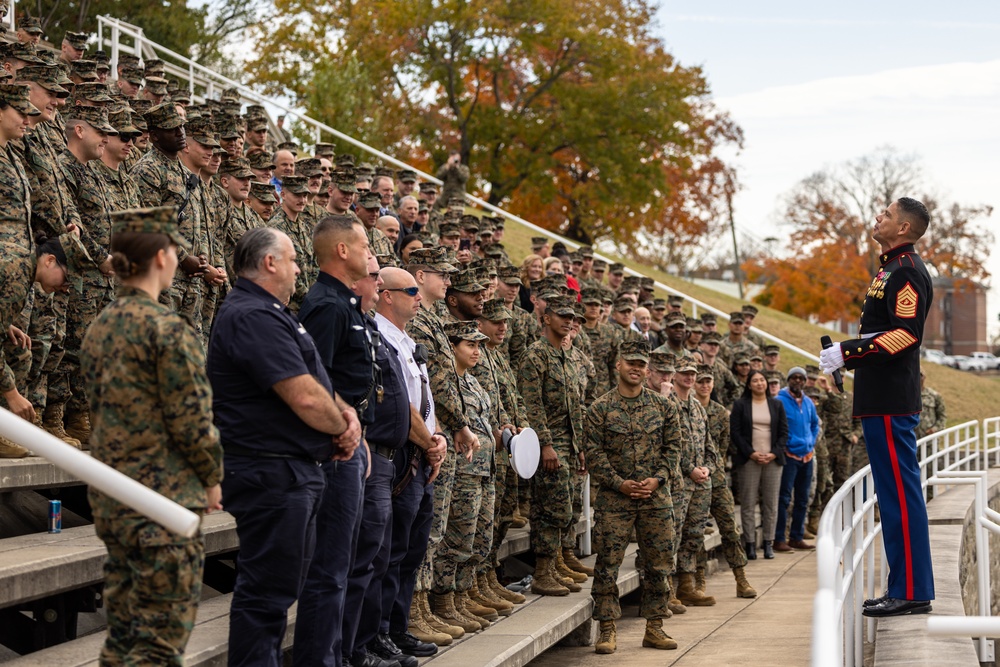 Sergeant Major of the Marine Corps attends Marine Corps Base Quantico cake cutting ceremony as guest of honor