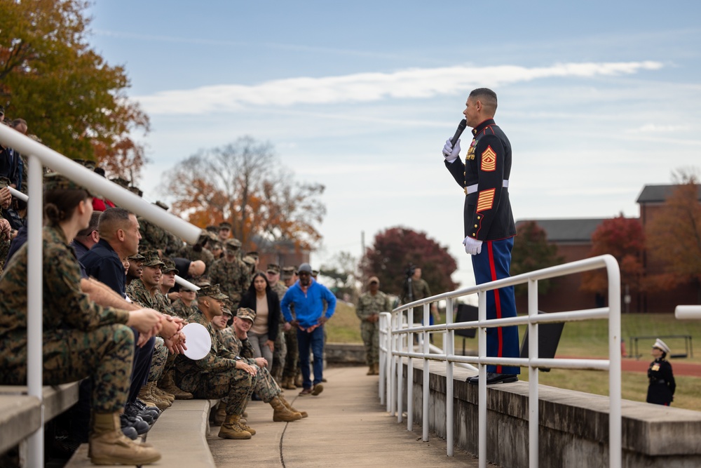 Sergeant Major of the Marine Corps attends Marine Corps Base Quantico cake cutting ceremony as guest of honor