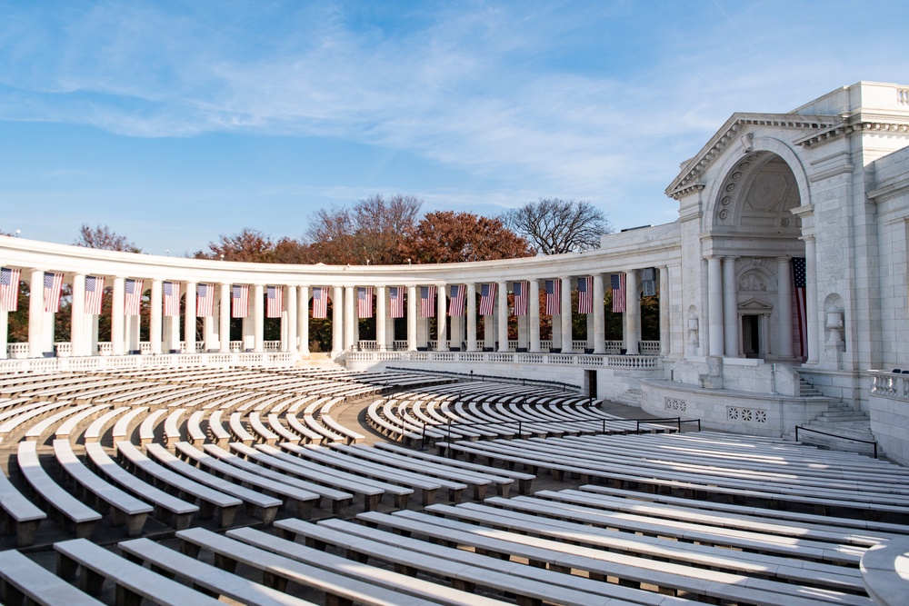 Veterans Day U.S. Flag Hanging at the Memorial Amphitheater