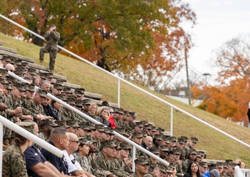 Sergeant Major of the Marine Corps attends the Marine Corps Base Quantico cake cutting ceremony as guest of honor