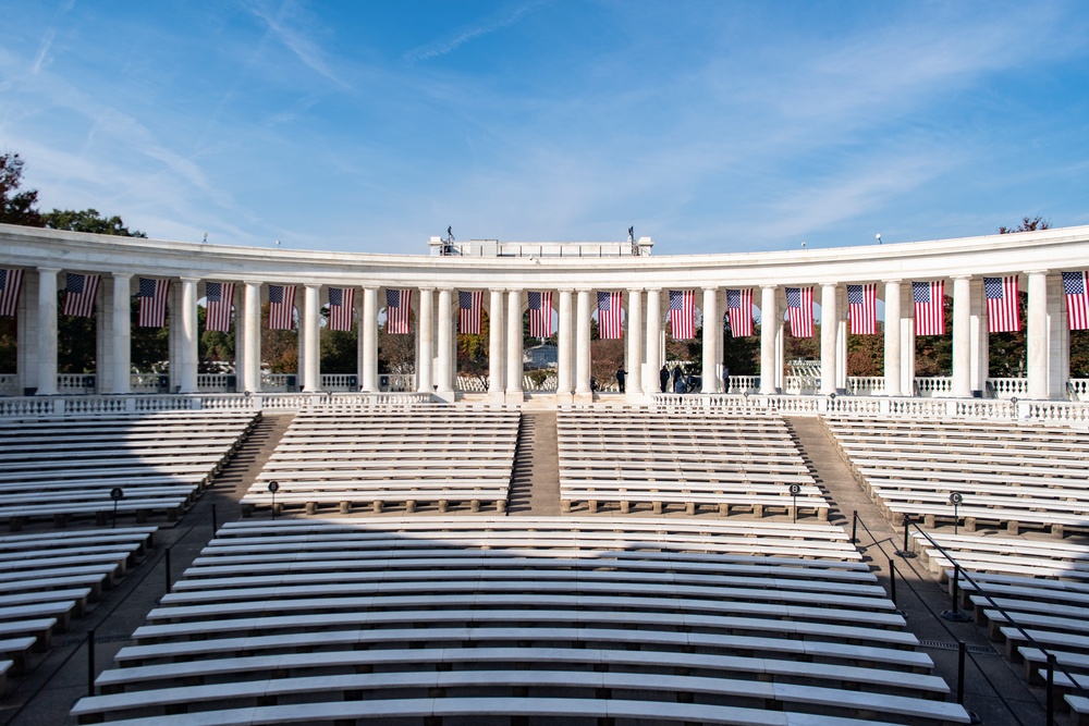 Veterans Day U.S. Flag Hanging at the Memorial Amphitheater