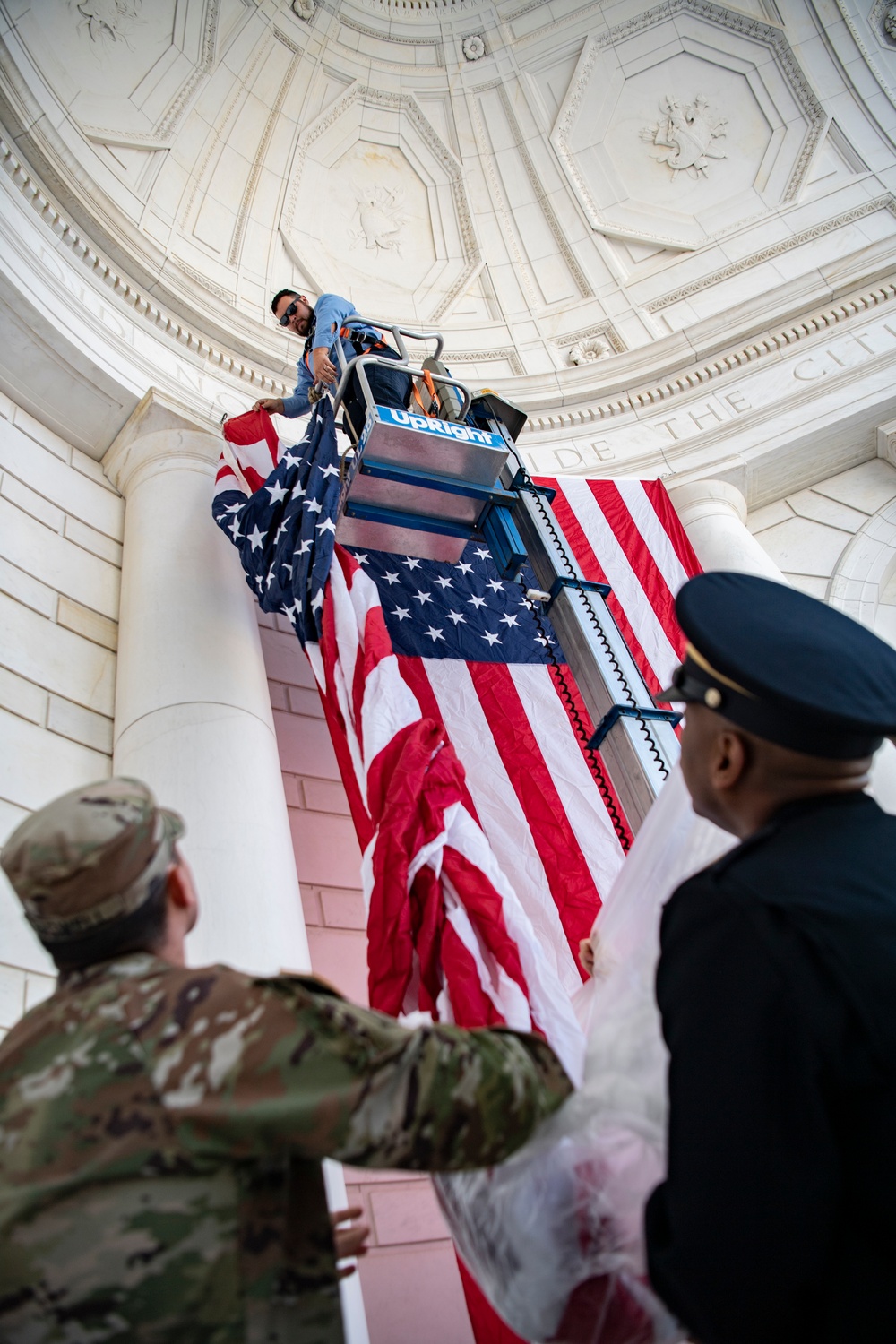 Veterans Day U.S. Flag Hanging at the Memorial Amphitheater