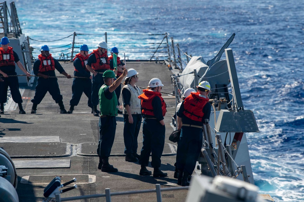 USS Kidd (DDG 100) Sailors Participate in Replenishment-At-Sea