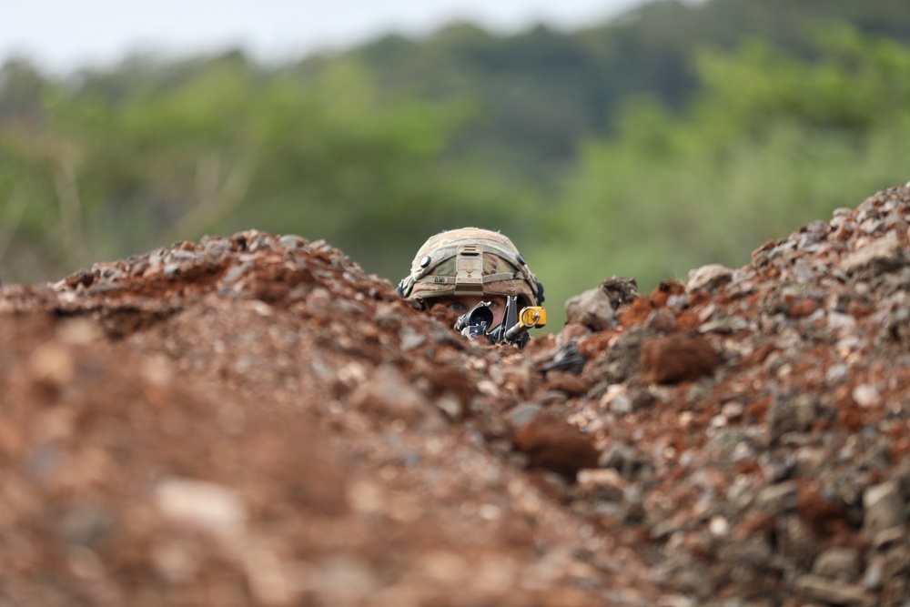 25th Infantry Division Soldiers participate in an assault on South Range during JPMRC 24-01