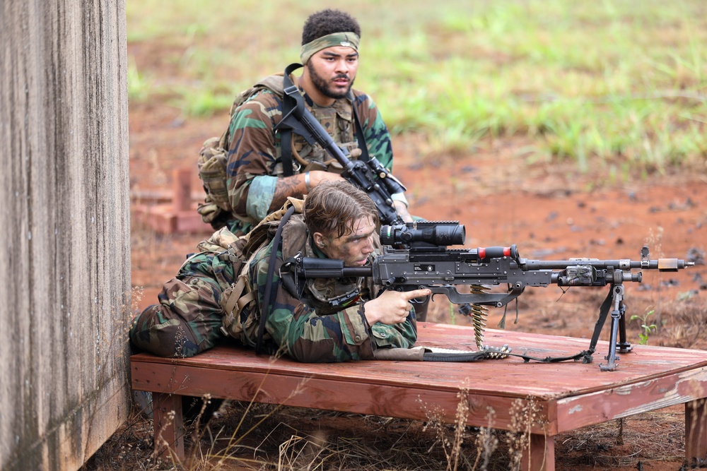 25th Infantry Division Soldiers participate in an assault on South Range during JPMRC 24-01