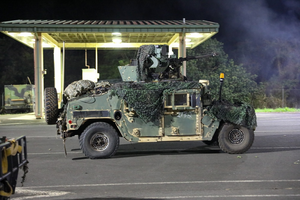 U.S. Army Soldiers with 25th Infantry Division defend the 3IBCT TOC during JPMRC 24-01