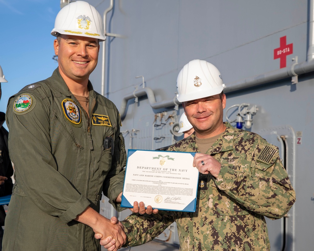 Award at Quarters Aboard USS Tripoli