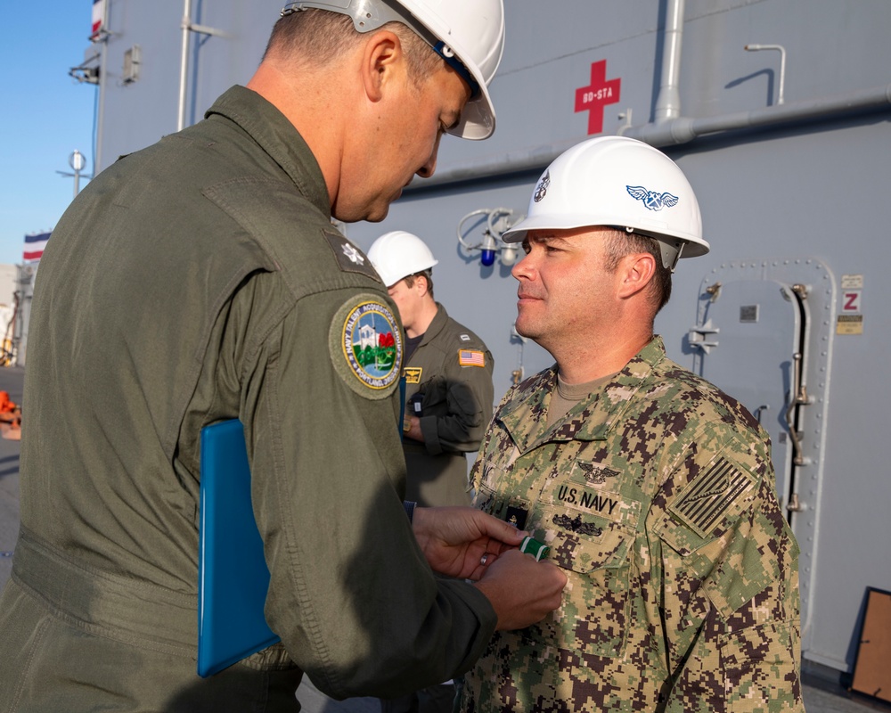 Award at Quarters Aboard USS Tripoli (LHA 7)