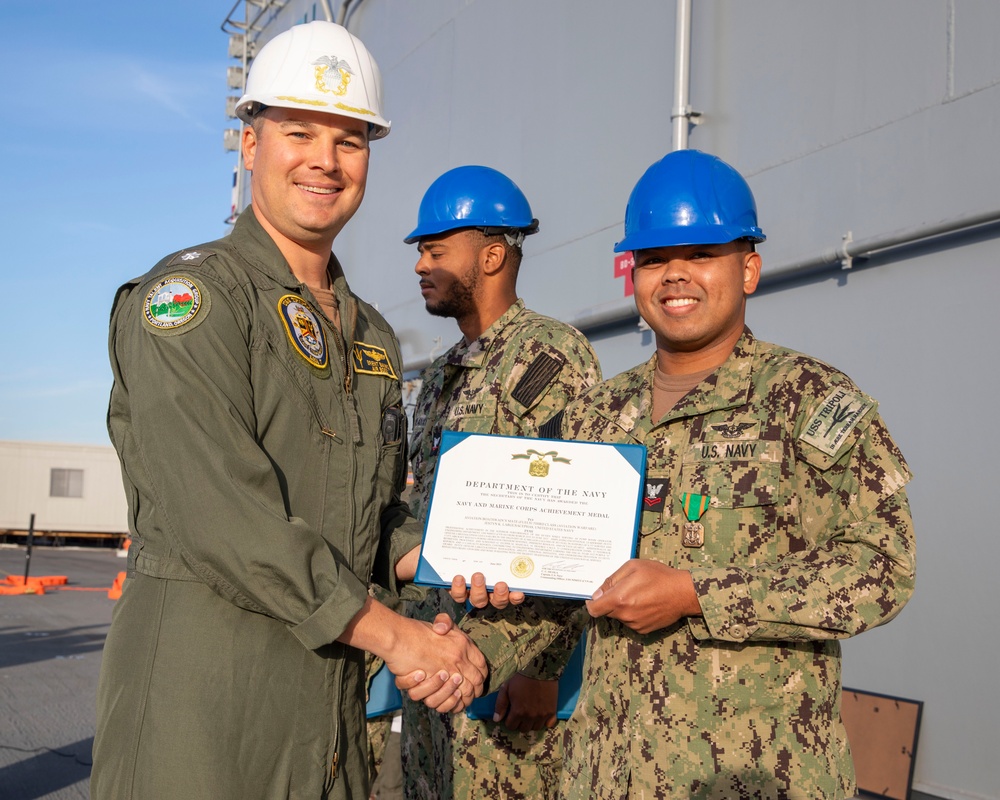 Award at Quarters Aboard USS Tripoli