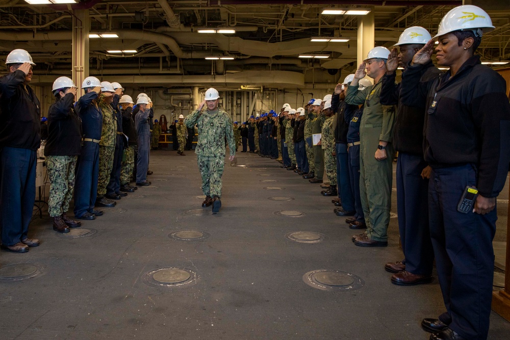 USS Tripoli Sailors Piped Ashore