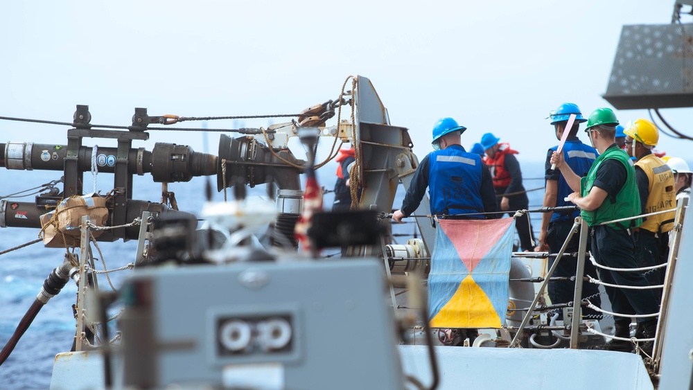 USS Kidd (DDG 100) Sailors Perform Replenishment-At-Sea