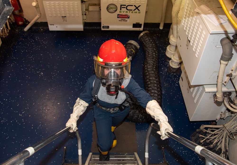 Sailor Climbs Ladderwell