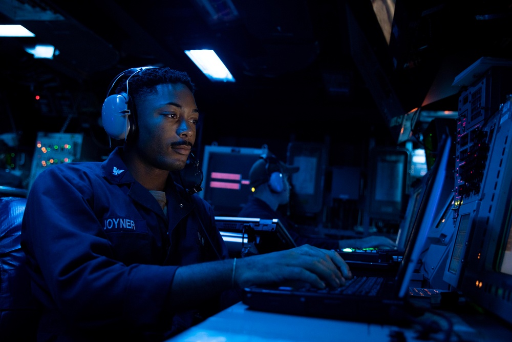 OS2 Joyner Stands Watch Aboard USS Hopper