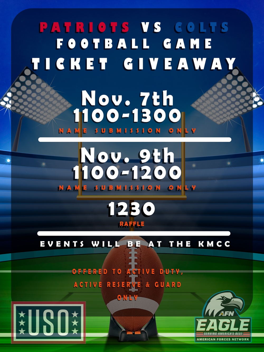 Patriots vs Colts Football Game Ticket Giveaway graphic