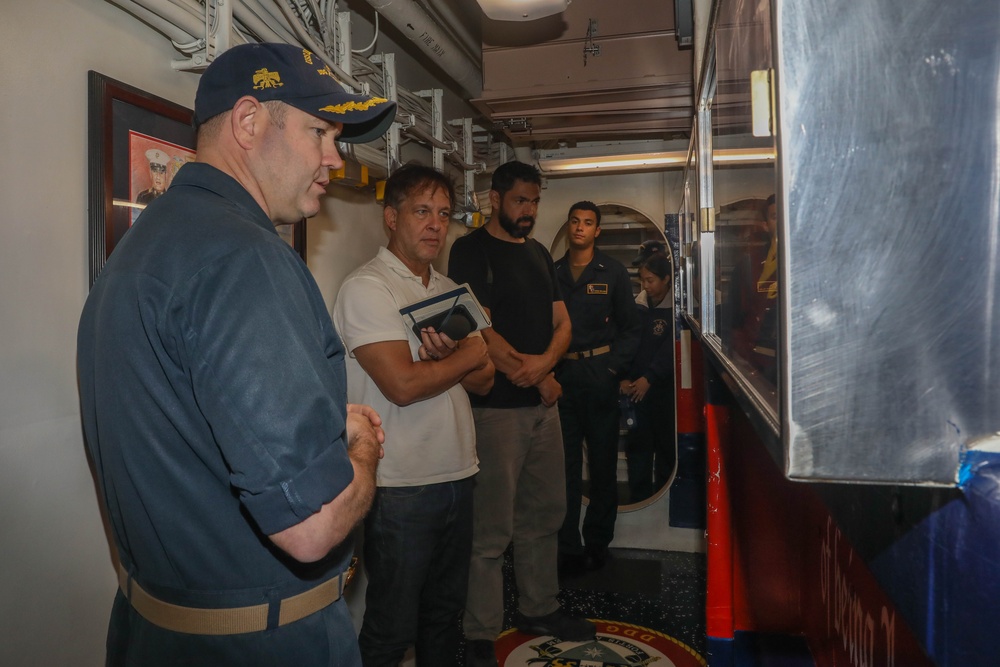 Dexter Filkins, a journalist for The New Yorker, visits the USS Rafael Peralta (DDG 115) in the South China Sea