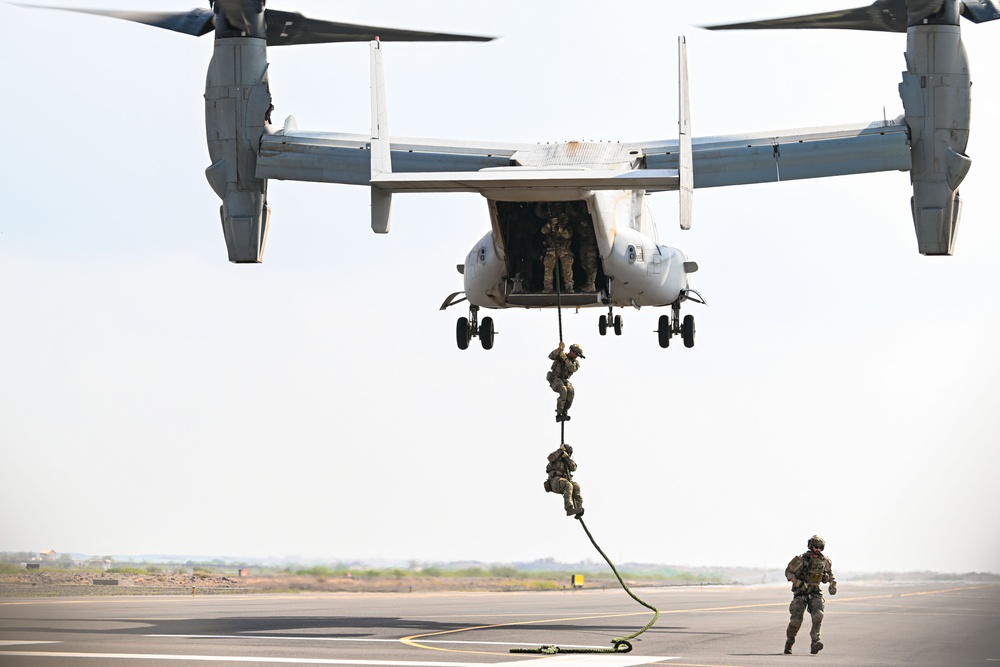 USAF conducts joint hoist training with EARF, USMC