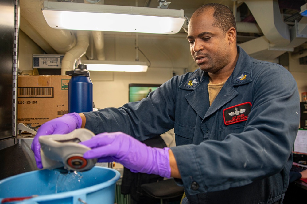 Sailor Sterilizes Respirator Masks