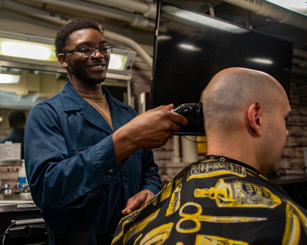 Sailor Provides A Haircut