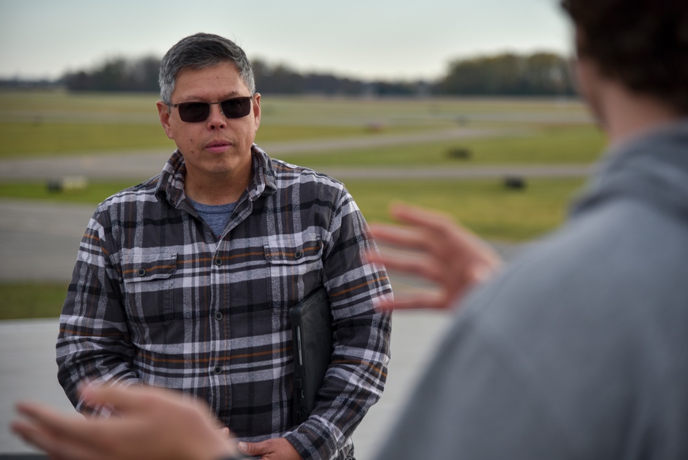 Ohio State University students learn about AFWERX and Advanced Air Mobility, fly simulators