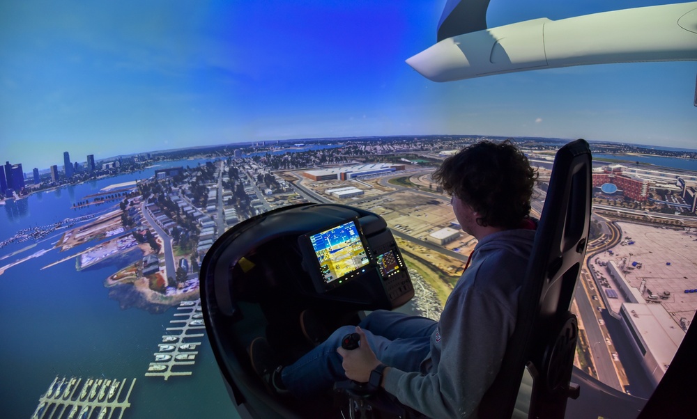 Ohio State University students learn about AFWERX and Advanced Air Mobility, fly simulators