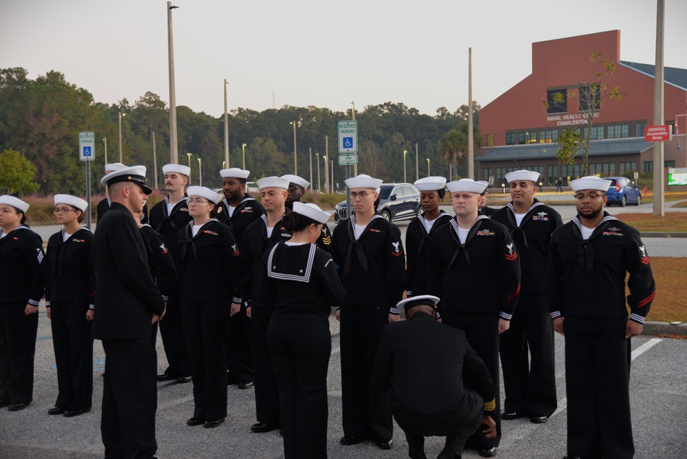 CAPT Vernon inspecting a NMRTC Sailor