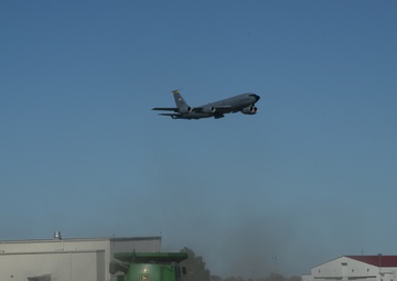 KC-135 take off at harvest