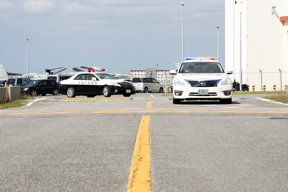 Ginowan Police Department participates in an emergency tsunami evacuation drill