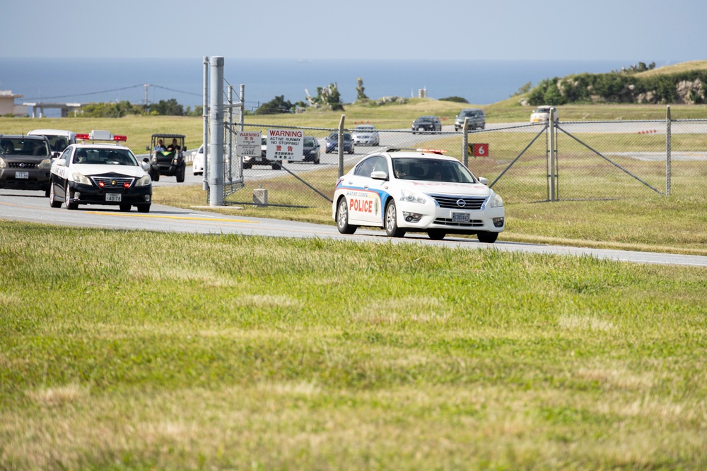 Ginowan Police Department participates in an emergency tsunami evacuation drill