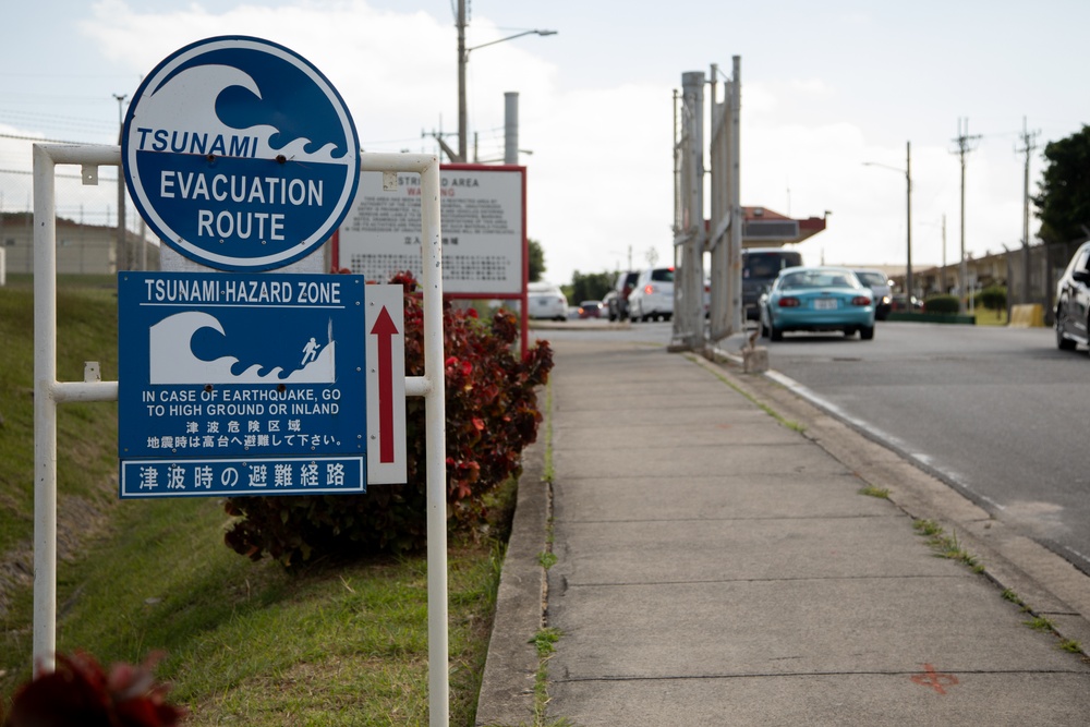 Ginowan Police Department participates in an emergency tsunami evacuation drill