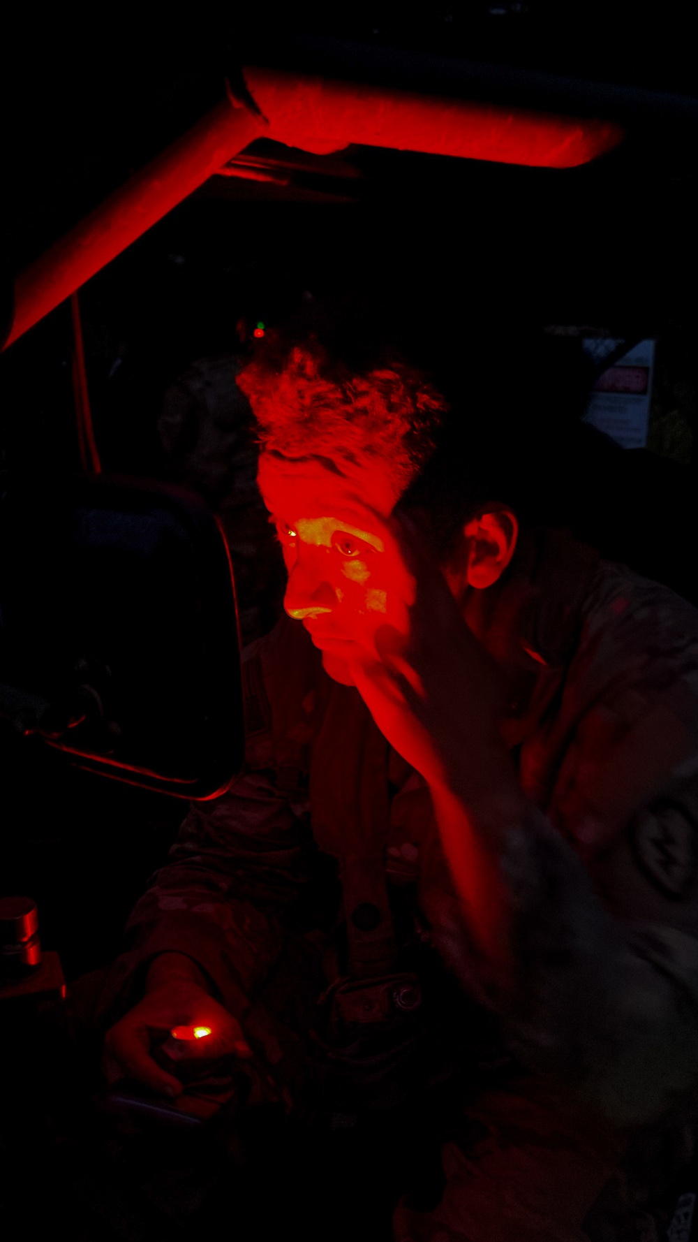 U.S. Soldiers rehearse for a convoy maneuver during JPMRC 24-01