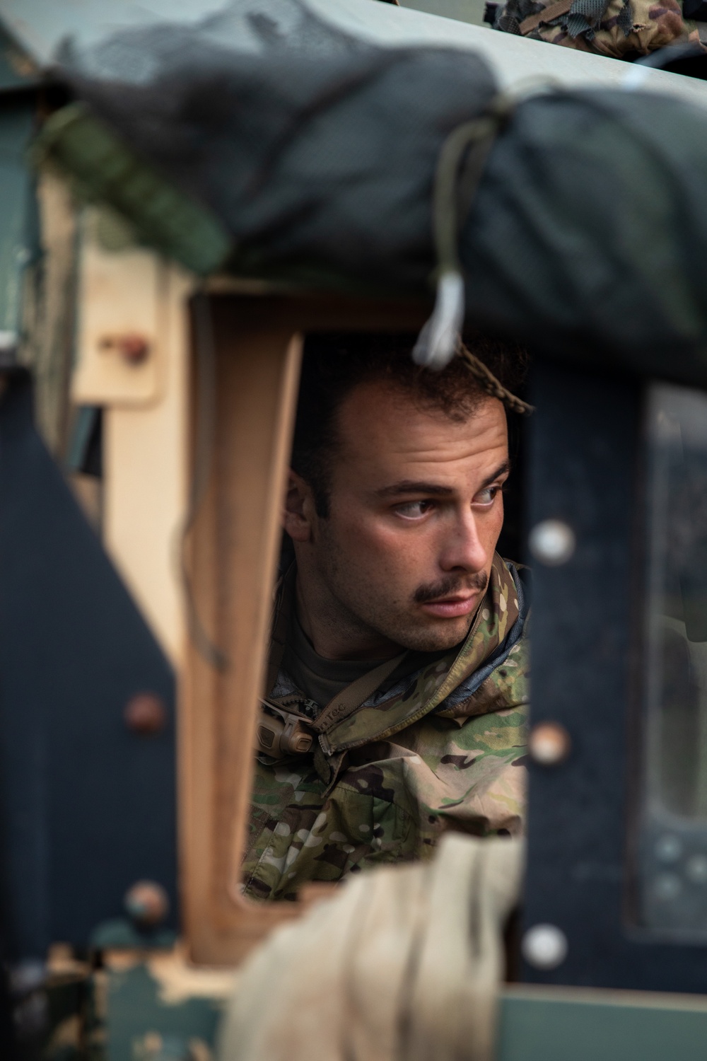 U.S. Soldiers rehearse for a convoy maneuver during JPMRC 24-01