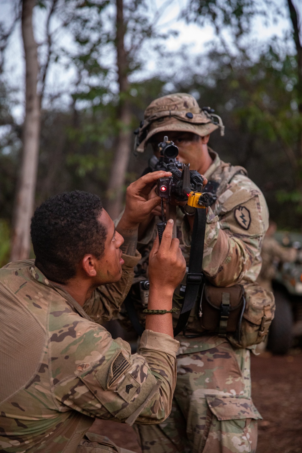 U.S. Soldiers rehearse for a convoy maneuver during JPMRC 24-01