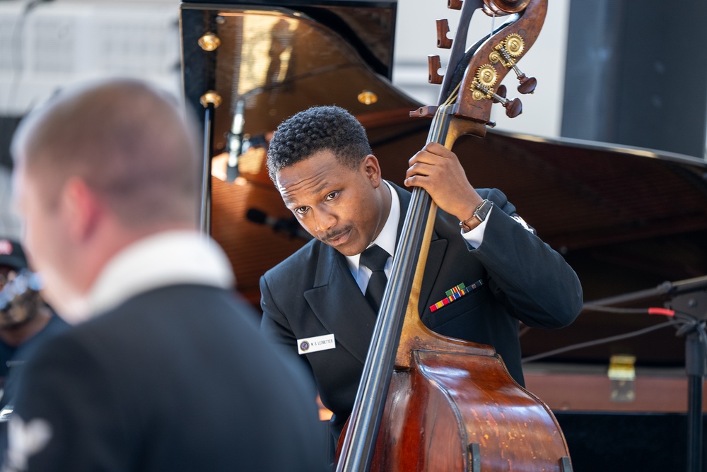 Musician 1st Class William Ledbetter performs at North Carolina Central University