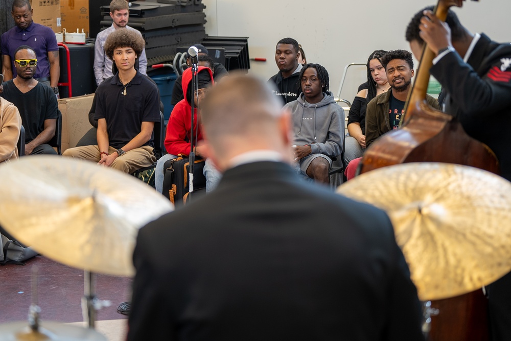 The US Navy Band Commodores work with students at North Carolina Central University