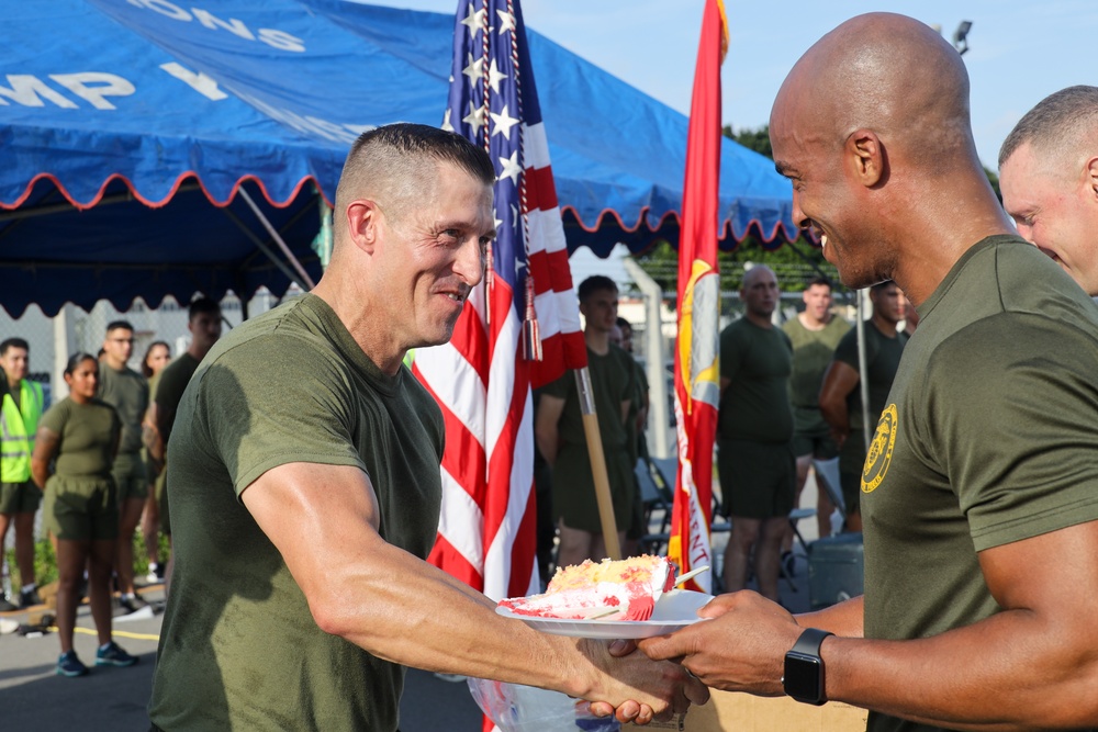 Double Time! | Marines and Sailors with Combat Logistics Regiment 37 Celebrate the 248th Marine Corps Birthday